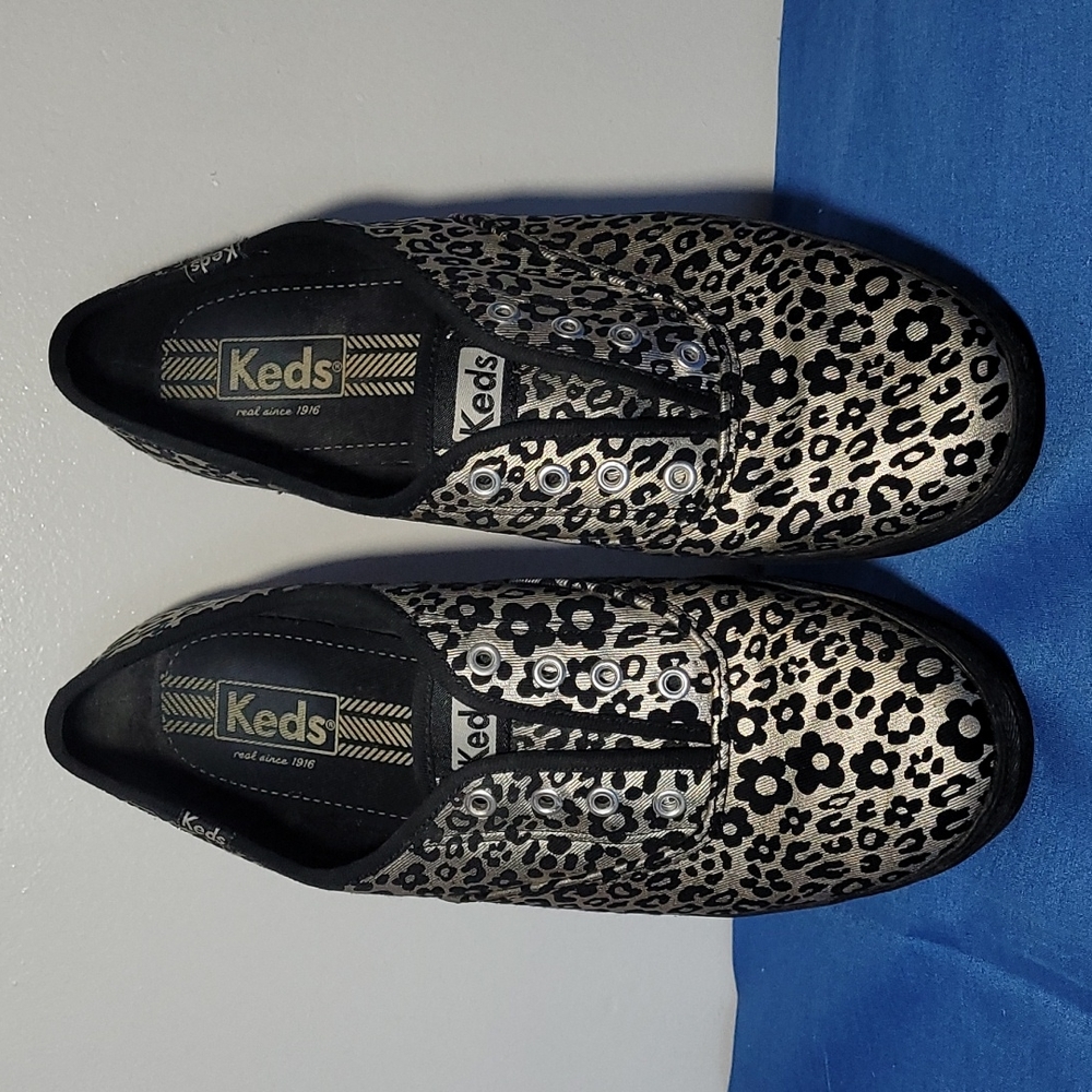 Keds Metallic Leopard Floral Slip On Sneakers 7